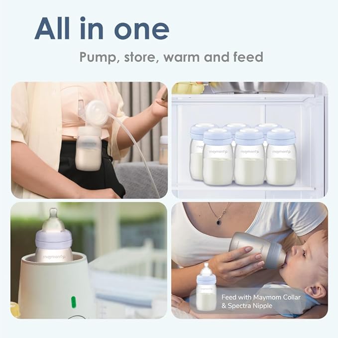 Maymom Wide Neck Breastmilk Collection n Storage Bottle 5.4 oz; Re-markable SureSeal Disc. Fits Spectra S2 Spectra S1 9 Plus.