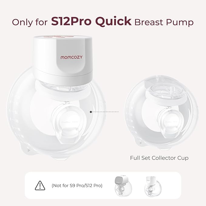 Momcozy Original S12Pro Quick Replacement Accessories, Only Compatible with Momcozy S12Pro Quick Breast Pump NOT for S9Pro/S12Pro (Full Set Collector 210ml,1 Pack)