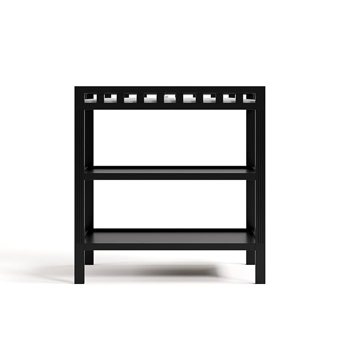Storkcraft Morningside Changing Table (Black) – GREENGUARD Gold Certified Baby Changing Table, Includes Waterproof Diaper Changing Pad, Easy 30-Minute Assembly, 2 Open Shelves for Storage