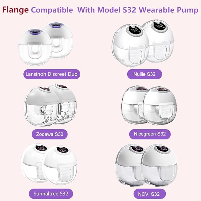 2PCS Silicone Flange 27mm Compatible with Lansinoh Discreet Duo, NCVI NICEGREEN Nuliie Zooawa S32 Breast Pump Parts S32 Pump Replacement, for Lansinoh Pump Part Flange Shield 27mm