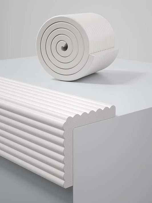 7.9''W Extra-Wide Edge Protector, 6.56FT 0.79''Th Baby Proofing Corner Guards, Safety Furniture Bumper, Pre-Taped, Thick Soft Rubber Foam Padding for Fireplace Table Stair Cabinet (White Gray)