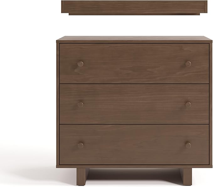 Storkcraft Texas 3 Drawer Chest with Removable Changing Table Topper (Hazelnut) – GREENGUARD Gold Certified Baby Dresser, Interlocking Drawer System for Nursery & Kids’ Bedroom Dresser