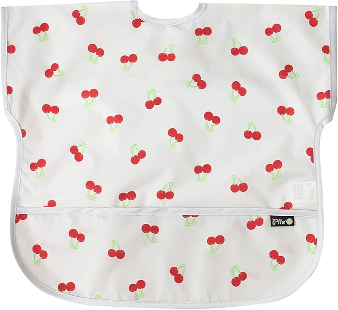 Plie Short Sleeve Waterproof Bib for Toddlers – Easy Clean Feeding Apron for Mealtime, Daycare, Self-Feeding, Lightweight