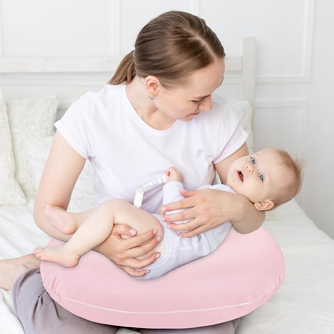 Hooyax Baby Waterproof Nursing Pillow Cover, Stretchy Nursing Covers for Breastfeeding Pillows, Adorable Infant Feeding Pillow Slipcover for Baby Boy and Girls (Pink)