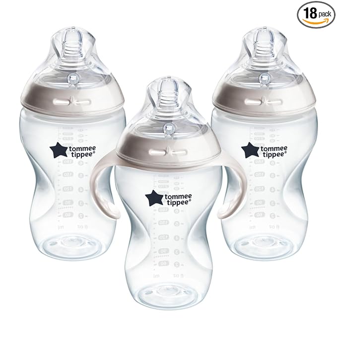 Tommee Tippee Natural Start Baby Bottle,11oz,Thicker Feed,Breast-Like Nipple for Babies 6 Months+,Clear,(Pack of 18)