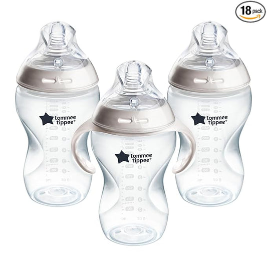 Tommee Tippee Natural Start Baby Bottle,11oz,Thicker Feed,Breast-Like Nipple for Babies 6 Months+,Clear,(Pack of 18)