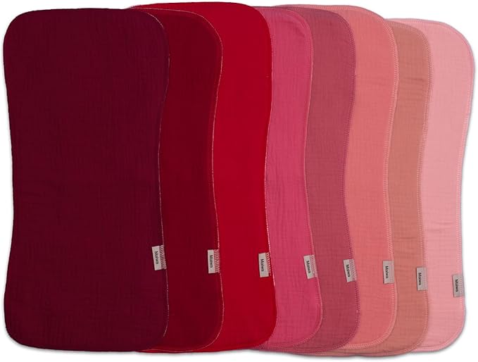 Maiwa 8 Pack Muslin Burp Cloths Baby Boy & Girl Soft Absorbent Burping Cloths for Babies, Newborn Spit Up Rags, Infant Towels, Unisex,Large 18.5" x 8.6" (Multicolour 01)