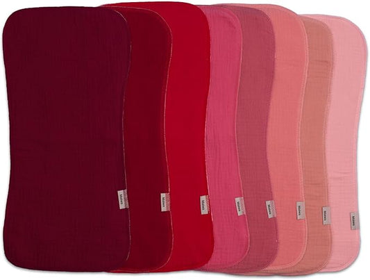 Maiwa 8 Pack Muslin Burp Cloths Baby Boy & Girl Soft Absorbent Burping Cloths for Babies, Newborn Spit Up Rags, Infant Towels, Unisex,Large 18.5" x 8.6" (Multicolour 01)