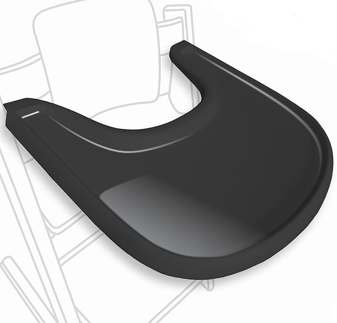 High Chair Table Compatible with Stokke Tripp Trapp Chair with Powerful Smooth Suction Surface, Glossy Black- BPA Free, Easy to Clean and Assemble