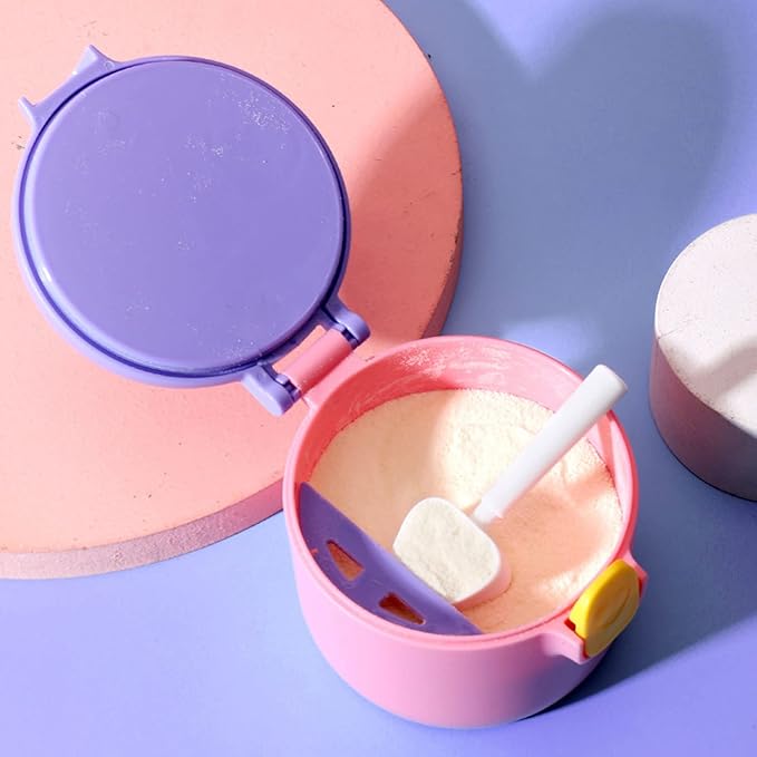 Alomejor Milk Powder Container, 250ml Food Grade Food Storage Holder with Spoon for Outdoor Travel Room()