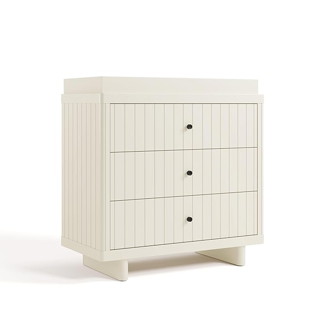 Storkcraft Kyoto 3 Drawer Chest with Topper (Frosted Oat) - GREENGUARD Gold Certified, Nursery & Kids' Bedroom Wood Chest, Interlocking Drawer System, and Easy Assembly with Pre-Installed Tracks