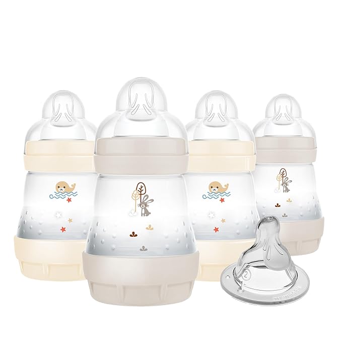 MAM Easy Start Anti-Colic Baby Bottles, 5 oz Slow Flow & 9 oz Medium Flow, Reduces Gas & Colic, BPA-Free, Self-Sterilizing, Bonus Fast Nipple