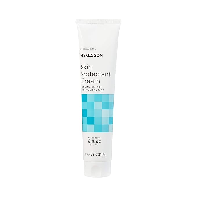 McKesson Vitamin A & D Skin Protectant Cream with Zinc Oxide - Incontinence Barrier Cream, Diaper Rash, Healing Dry and Cracked Skin - 6 oz, 1 Count