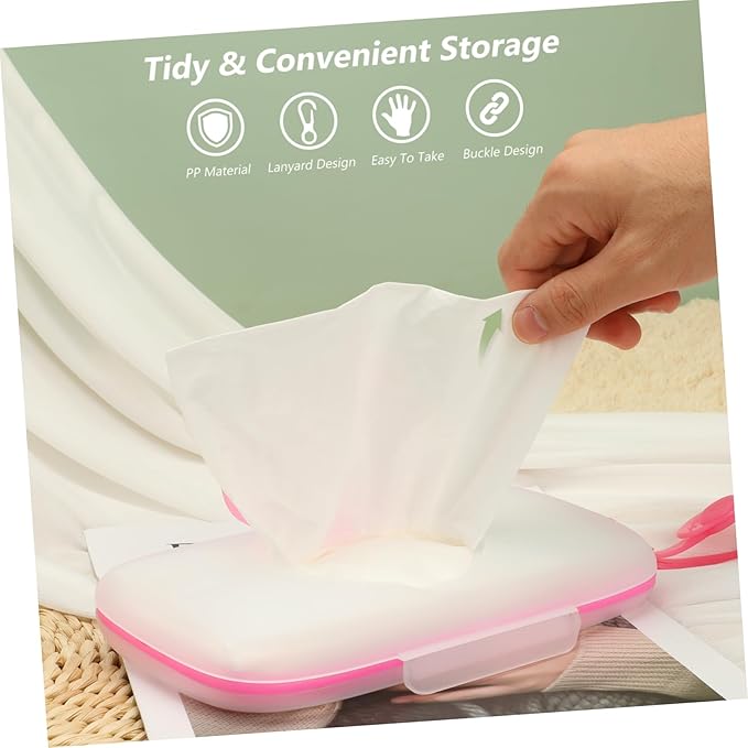 Healeved Baby Wipes Dispenser: On- The- Go Wipes Dispenser Travel Wipes Case Baby Wipe Holder Outdoor Stroller Wet Wipes Box Portable Refillable Wipes Container Pink