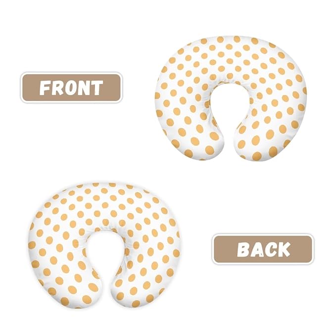 Yellow Dots Nursing Pillow Cover, Stretchy Soft Fabric Removable Covers for Breastfeeding Pillows Safely Fits On Standard Infant Nursing Pillows