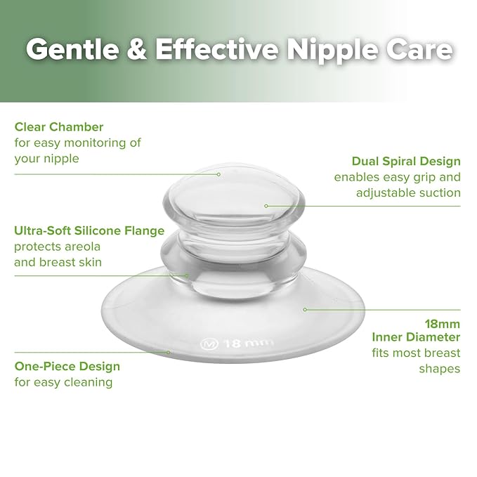haakaa Silicone Nipple Correctors for Flat, Short or Inverted Nipples, Inverted Nipple Corrector for Breastfeeding with Storage Case, M