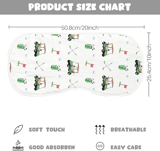 5pcs Sports Ball Burp Cloths for Baby Boys Girls 100% Cotton Football Baseball Soccer Golf Cart Themed Burp Rags, Muslin Burping Cloths Absorbent Spit-Up Cloths for Infant Newborns