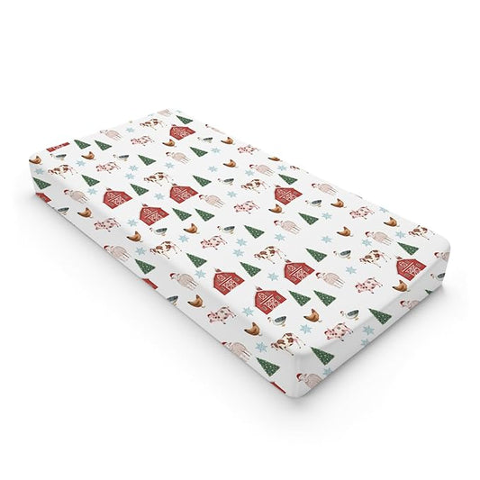 Watercolor Farm Animals Changing Pad Cover Retro Barn Chicken Pig Hen Duck Windmill Tractor Diaper Change Table Cover Sheets for Boys Girls Soft Stretchy Fitted Changing Mat Sheets 32''x16''