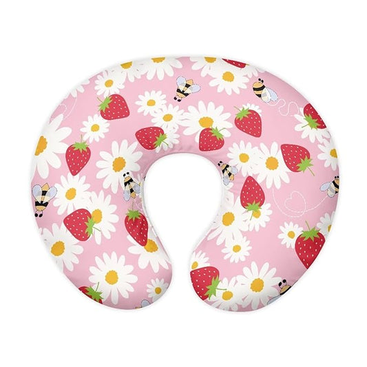 Daisy Bee and Strawberry Breastfeeding Pillow Cover Newborn U-Shaped Breastfeeding Pillowcase Cushion Cover Easy to Use and Dustptoof