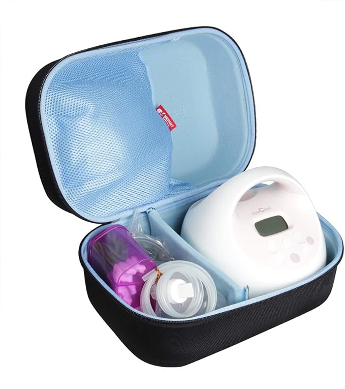 Hermitshell Hard Travel Case for Spectra S1 S2 Plus Electric Breast Milk Pump (Black+Blue)