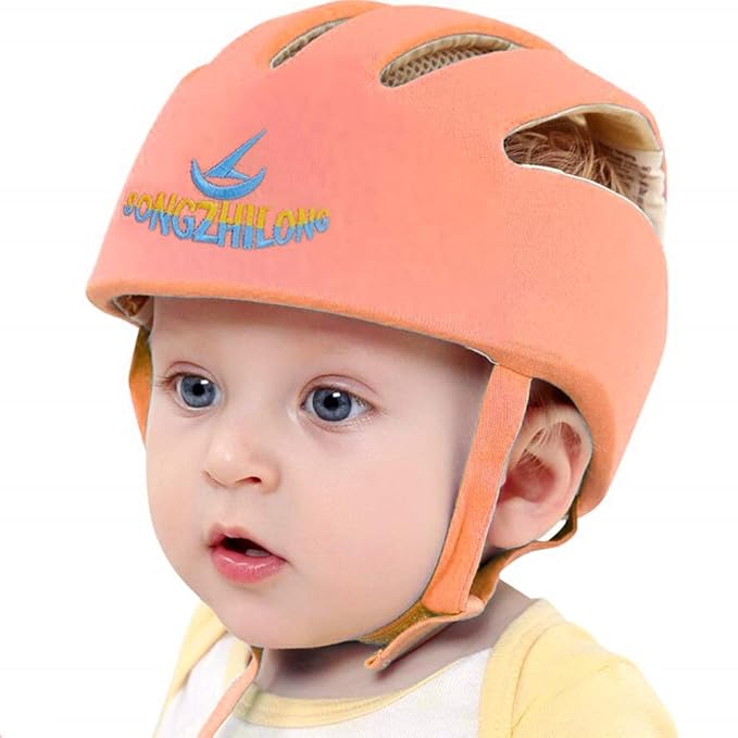 Adjustable Baby Head Protector, Baby Helmets for Crawling Walking Lightweight Safety Baby Helmet Jumping Running Breathable Hat Infant Essentials Toddler Helmets 6-24 Months (Orange)