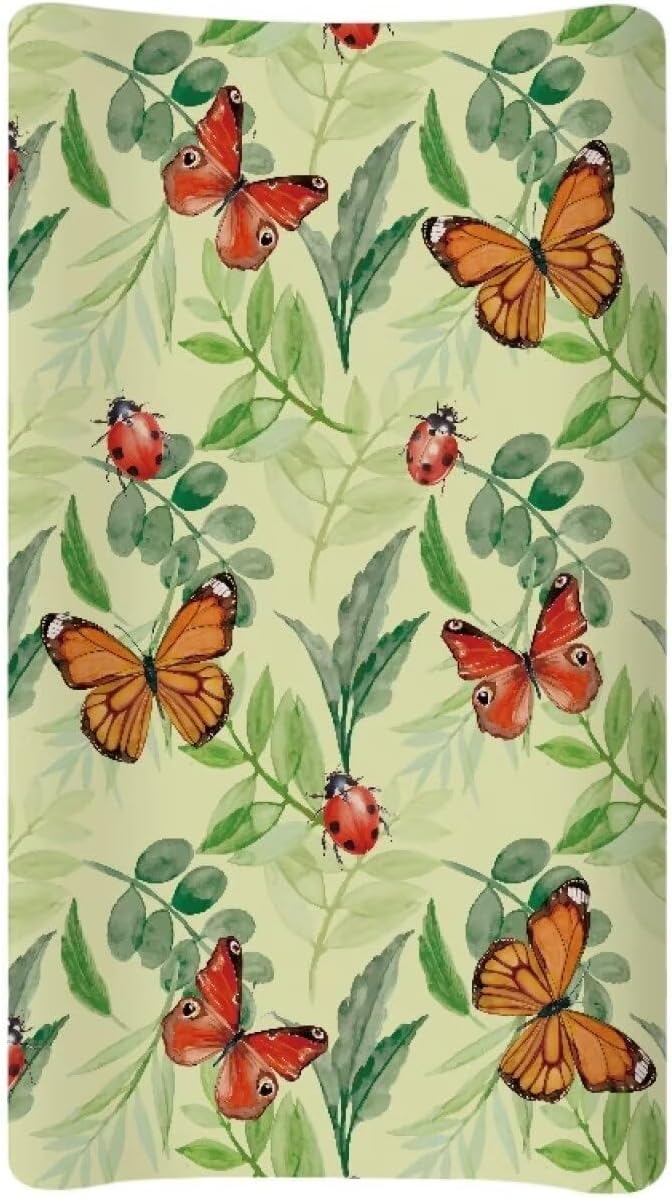 Butterfly Changing Pad Cover Waterproof Stretchy Diaper Changing Mat Cover Durable Lightweight Nursery Pad Change Cover Fit 32"x16" Contoured Pad