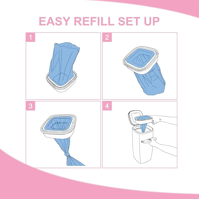 Standard Square Refills Disposal Bags Refill Compatible with Genie Diaper Compact, Select Pails (Not Fit Classic Version Pails), Hold Up to 270 Newborn-Sized Diapers Per Refill,6 Pack