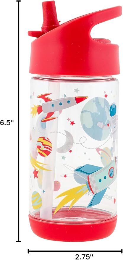Stephen Joseph, Kids Flip Top Water Bottle, 10 oz Tritan BPA Free, Water Bottle for Girls & Boys, Back to School Flip Top Bottle, Space