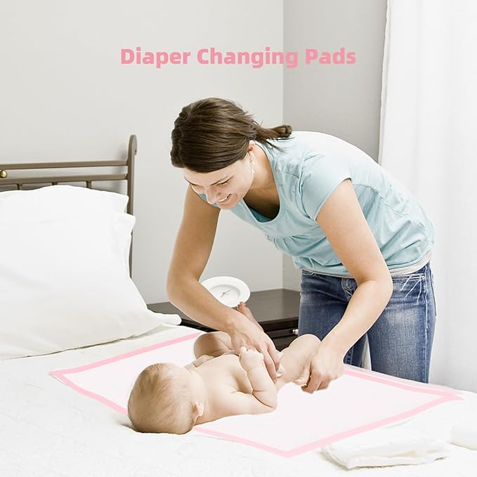 Disposable Changing Pad for Baby, 20 Pack Portable Diaper Changing Pad Liner Baby Changing Pad Waterproof Underpads (Pink, 13x18 Inch)