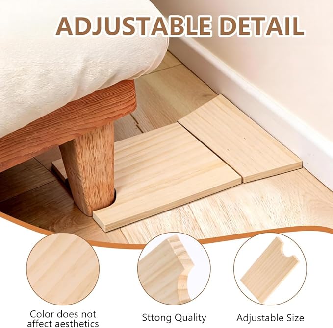2-Pack Wooden Couch Blocker & Wall Spacer, Solid Wood Sofa Protector for Wall Protection, Prevents Couch Gaps and Fire Hazards from Heaters, Universal Furniture Gap Filler (Round)