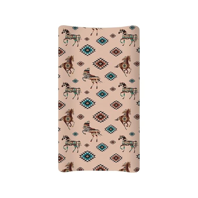 Western Diaper Change Table Covers Tribal Horse Changing Pad Cover for Baby Breathable Changing Mat Cover for Baby Girls Boys Gift for Friends