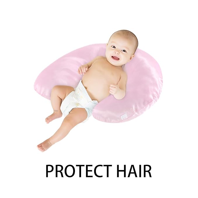Pro Goleem Satin Nursing Pillow Cover Silk Feeling Soft Feeding Pillow Slipcover for Breastfeeding Moms Fits Standard Infant Nursing Pillow or Positioner Pink