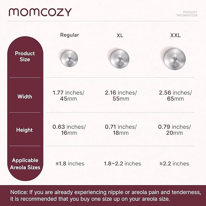 Momcozy 999 Silver Nursing Cups, Hole-Free Nipple Shields for Breastfeeding, Metal Silver Covers for Newborns (XXL)