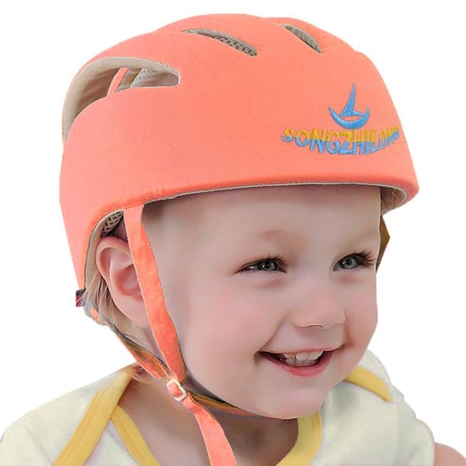 Adjustable Baby Head Protector, Baby Helmets for Crawling Walking Lightweight Safety Baby Helmet Jumping Running Breathable Hat Infant Essentials Toddler Helmets 6-24 Months (Orange)