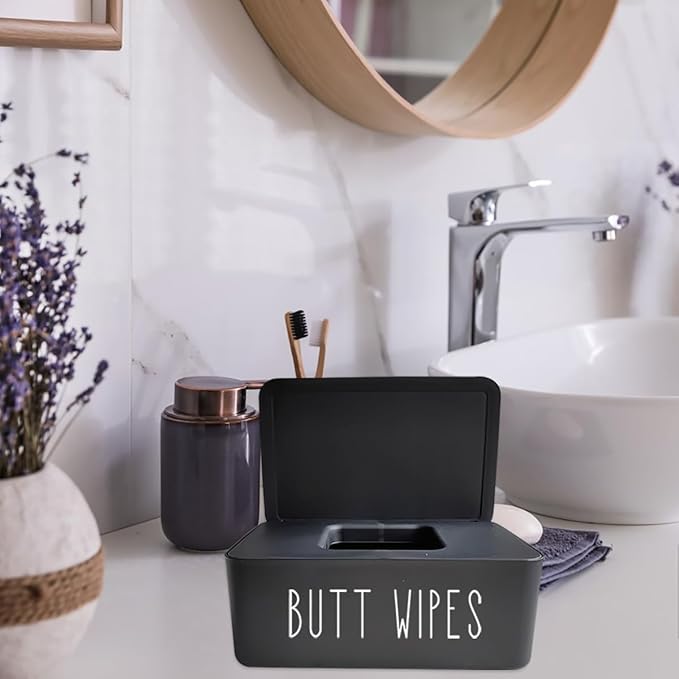Moorfowl 2 Pack Butt Wipes Dispenser 7.28" L * 4.80" W * 2.75" H, Flushable Wipes Dispenser for Bathroom Chic Style Baby Wipes Container Nursery Diaper Wipe Holder Box