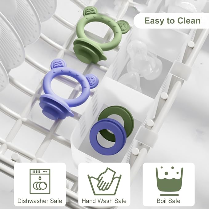 Baby Breastmilk Popsicle Molds & Baby Fruit Feeder (4 Pack), Infant Food Freezer Tray Storage Containers, Silicone Teething Pacifier Feeder and Teether for Babies,Boys and Girls-Navy&Purple