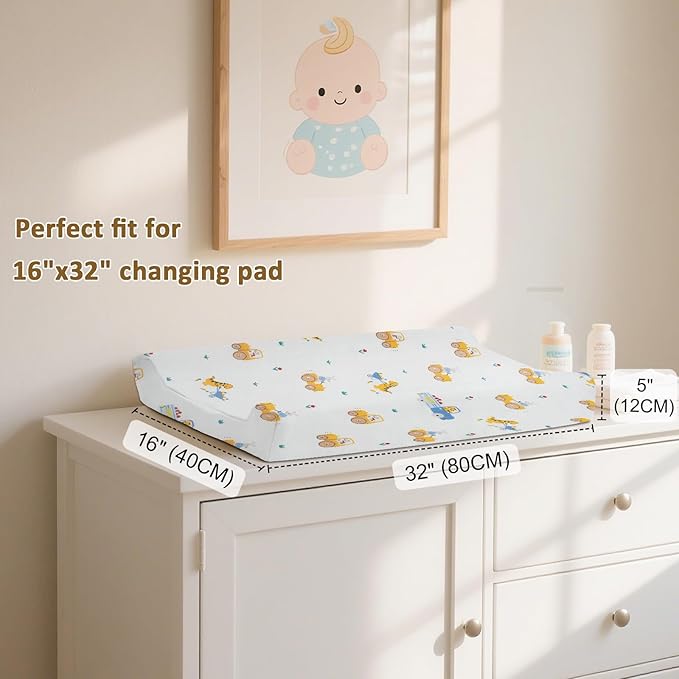Owlowla Changing Pad Cover,Ultra Soft Cotton Changing Table Covers,Breathable&Durable Nursery Diaper Changing Pad Sheets for Baby Boys Girls(Baby Boy&Dino)