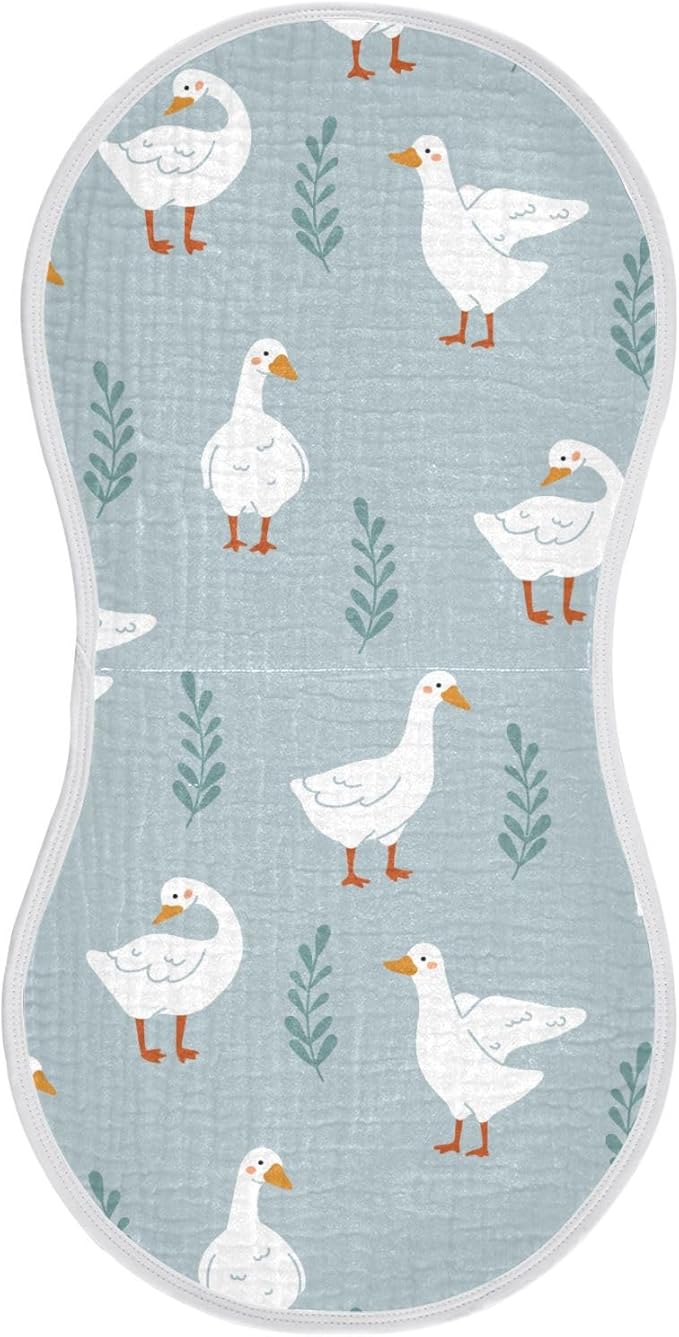 vvfelixl White Gooses Burp Cloths for Baby Boy Girls Baby Washcloths Burp Rags 1 Pack