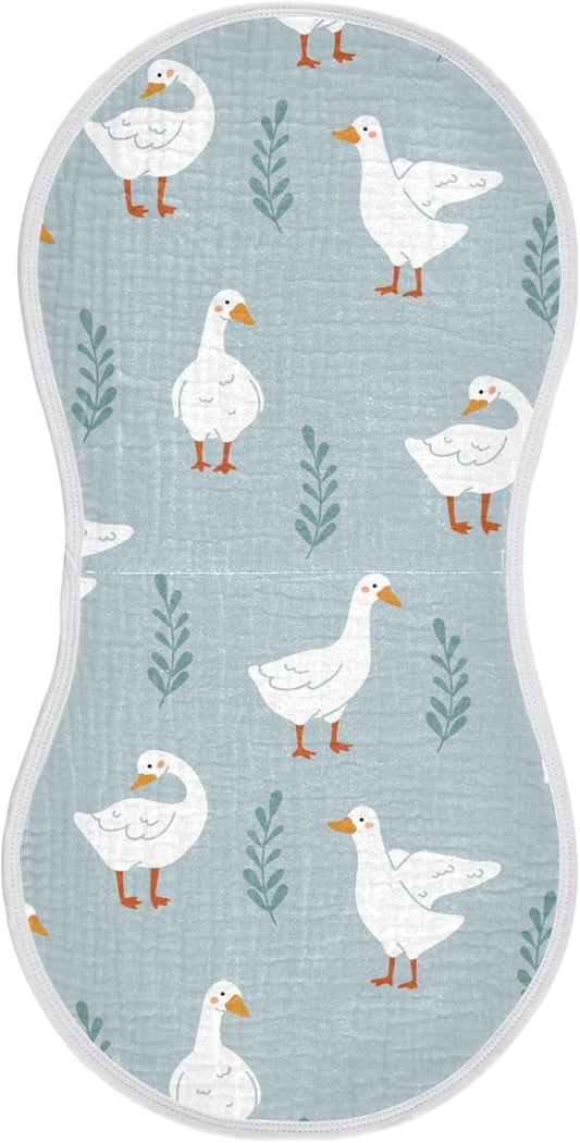 vvfelixl Muslin Burp Cloths White Gooses Baby Washcloths for Baby Girl Boys 2 Pack