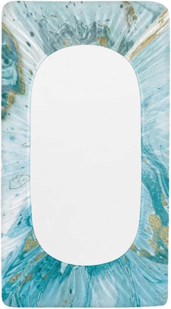 Premium Stretchy Changing Pad Covers Cyan Marbling Comfort Soft All-Season Changing Pad Cover