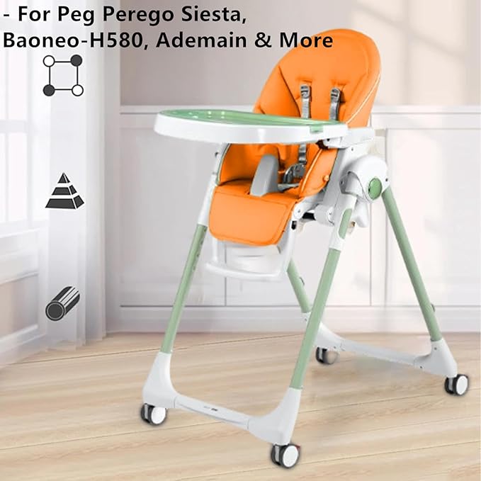 Baby High Chair Cover Replacement | PU Leather Dining Chair Cover with Soft Cushion Seat, Easy to Install High Chair Covers for Baby and Toddler, High Chair Cover Replacement (Orange)