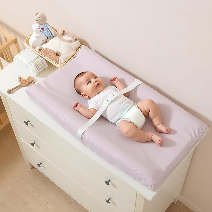 Vegan Leather Baby Changing Pad – Waterproof, Wipeable & Durable Changing Mat for Quick Cleanup – Soft, & Reusable – 32" x 16.6" Comfortable Infant Changing Station for Dresser & Table (Beige)