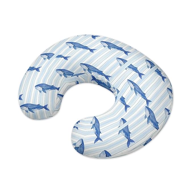 Jeiento Blue Shark Nursing Pillow Covers Soft Stretchy Nursing Covers for Breastfeeding Pillows Reversible Removable Slipcover for Baby Newborn