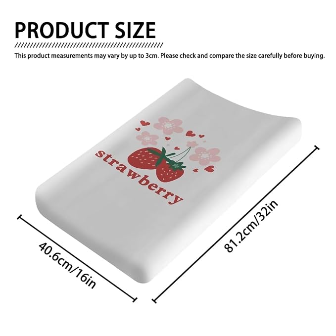 Breathable Diaper Changing Pad Cover for Baby Girls and Boys, Soft Changing Table Sheets 16 * 32 Inches, Strawberry
