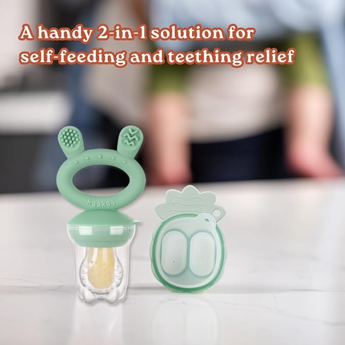 Haakaa Freeze-N-Feed Mini Combo with Silicone Food Feeder & Silicone Mini Nibble Tray|Baby Solid Food Self Feeder|Breastmilk Popsicle Mold Storage & Feeder for Soothing Baby Gums 1 PK