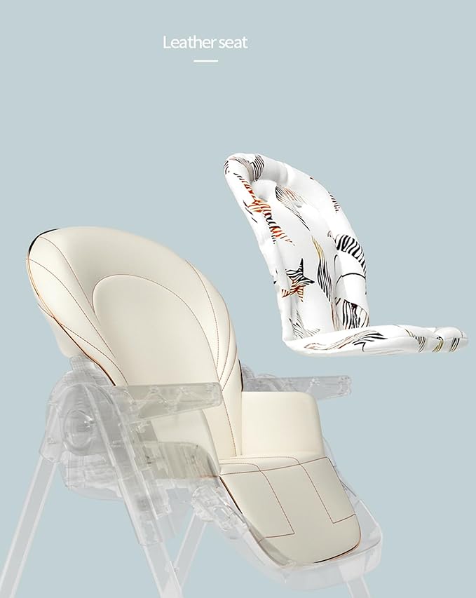 Magic ZC PU Leather Highchair, Adjustable Baby High Chair, High Chairs for Babies and Toddlers, Easy to Fold Baby Chair (808 Khaki)