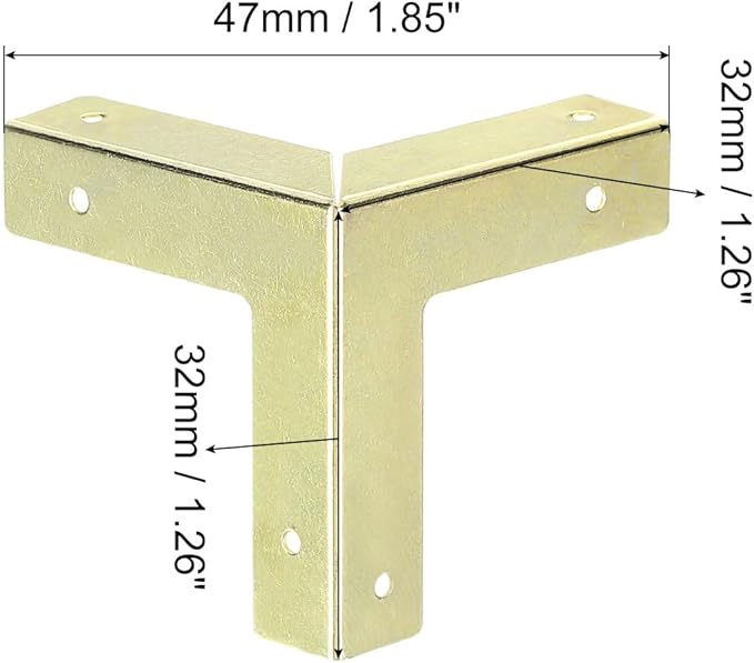 uxcell 8 Pcs Decorative Box Corner Cover, 32mm Metal Edge Guard, Furniture Corner Edges Protector, Yellow