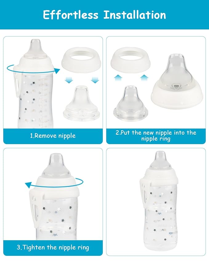 6 Count Replacement Silicone Spout Compatible with NUK, Soft Spout Replacement for NUK Active and Learner Cups, Soft 100% Silicone Sippy Cup Nipples，6m+