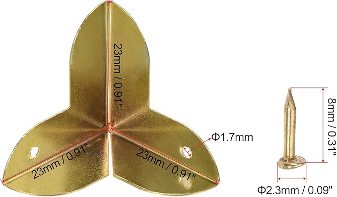 uxcell 23x23x23mm Metal Box Corner Protectors Edge Guard, Gold Tone 12pcs