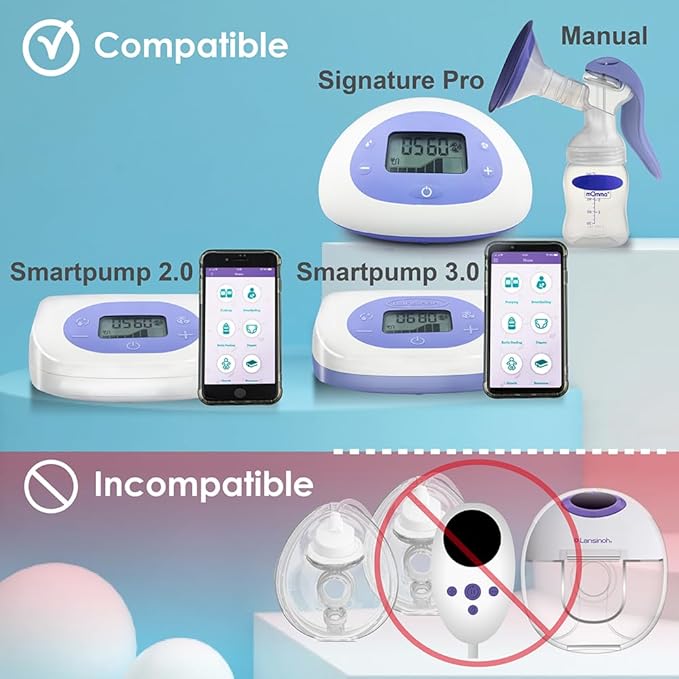 Nenesupply 24mm Flanges and 21mm Inserts Compatible with Lansinoh Breastpump Replacement to Lansinoh Flange 21mm and Breastshields Work with Signature Pro Smartpump and Manual Pumps
